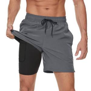 lot 6178 image: Arcweg Mens Swim Trunks with Compression Liner 2 in 1 Beach Swimming Trunks Quick Dry Swim Shorts with Zipper Pockets XL