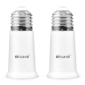 lot 6181 image: DiCUNO E26 Socket Extender, E26 Standard Medium Base Lamp Bulb Socket Adapter of 5CM1.97 Inch Extension, Max 200W, Light Bulb Extender, 2 Pcs