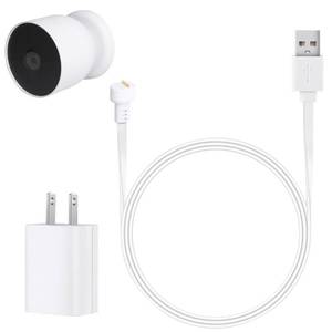 lot 6182 image: Power Adapter for Google Nest Cam Outdoor or Indoor, Battery-2nd, 10ft3m Flat Weatherproof Outdoor Charging Cable Provide Continuous Power Supply for Your Nest Camera - White