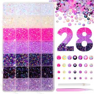 lot 6183 image: 22000Pcs Pink Purple Rhinestones for Bedazzling, Jelly Resin Gem Rhinestones3-5mm, Purple Gems Bedazzling Kit for Crafting, Flatback Color Gems for Nails Face Makeup Tumblers