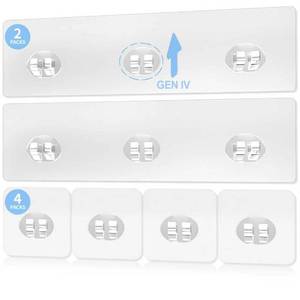 lot 6185 image: IOMDRWU Elegant Shower Caddy Adhesive Replacement, 6 PCS Strong Waterproof Adhesive Hooks and Strips for Shower Shelf and Bathroom Storage Shelves, No Drilling Also Fit Kitchen Rack