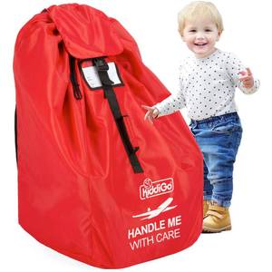 lot 6198 image: KiddiGo Car Seat Travel Bag for Airplane, Red, 33 H x 18 W x 18 D, Fits Most Standard Convertible, Booster & Infant Car Seats, Gate Check Universal Size Car Seat Cover, Easy Carry Design