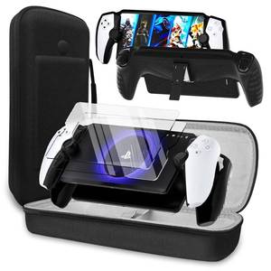 lot 6225 image: QUAGGY 3-in-1 Accessoris Kit Compatible with Playstation Portal, EVA Carrying Case for PS Portal with Silicone Protective Cover with stand, 2 Pack Screen Protectors, Handbag for PS5 Portal Black