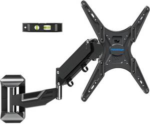 lot 11625 image: MOUNTUP Height Adjustable TV Wall Mount for 26-55 Inch TVs, Gas Spring Full Motion Articulating TV Bracket with Smooth Swivel Tilt & Safe Corner Installation, 400x400mm VESA, 11-66 lbs, Textured Black