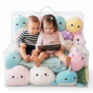 lot 11627 image: Teenyyou Stuffed Animal Storage Bean Bag Chair Sofa Cover Zipper Large Transparent PVC Stuffed Animal Organizer Bean Bag Seat Only for Organizing Rooms Plush Toys When Filled(38 Inch,Sofa Style)