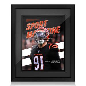 lot 11631 image: tutata Sports Magazine Frame, Fits Measuring 8.0 x 10.5 or 8.5 x 11.25 Inches Magazine Display, Deep Frame Moulding, (Black, Black Mat)