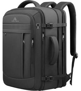 lot 11635 image: AREYTECO Travel Backpack, 50L Expandable Extra Large Laptop Backpack, Carry On Backpack Water Resistant Business Suitcase Daypack Bag Fits 17 Inch Laptops, Travel Gifts for Men Women, Black
