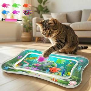 lot 11653 image: Interactive Cat Toy for indoor Cats, Upgraded Cat Water Mat with Fish - Thickened 0.7mm Enrichment Stimulating Water Sensory Play Mat, Water Bed Toys for Bored Adult Kitten Cats to Exercise & Hunting