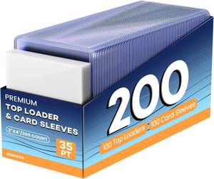 lot 11656 image: 200 Card Sleeves Top Loaders for Cards, 3 x 4 Hard Plastic Toploaders, Baseball Card Protectors, Trading Card Holder for Football Sports Cards (100 Toploaders  100 Penny Sleeves)