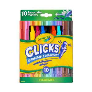 lot 12146 image: Crayola Clicks Retractable Markers  10ct  Cone Tip Washable Markers  School Supplies  Teacher Essentials  Gifts for Kids  Ages 6