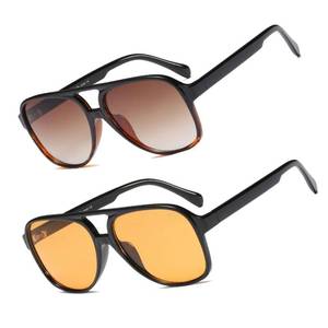 lot 12156 image: Xpectrum Trendy Retro Sunglasses for Men Women 70s Vintage Aviator Sun Glasses Classic Shades (2 YellowGradient Brown)