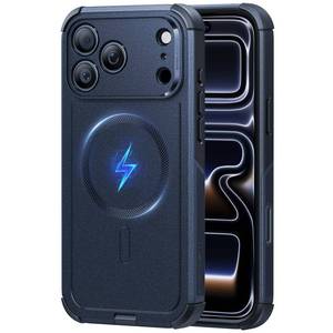 lot 12161 image: ESR for iPhone 17 Pro Phone Case, 23ft Military-Grade Drop Protection, Shock-Absorbing Rugged Cover, MagSafe Accessories Compatible, Cyber Series, Navy Blue