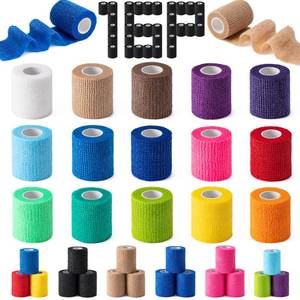 lot 12181 image: 16 Pack Self Adhesive Bandage Wraps,2 X 5 Yards Non-Woven Elastic Cohesive Bandage Wrap, Color Athletic Tape for Wrist, Vet Wrap, Ankle Tape (Multicolour)