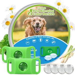 lot 12192 image: Trihood Natural Dog Tag for Flea & Tick Prevention �� Waterproof Collar Pendant 2Pack with 4 Extra Refills, Safe for All Breeds, Collar Not Included,Green
