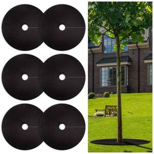 lot 12193 image: UCandy 32.5 Inch Non-Woven Tree Mulch Ring 6 Pack, Weed Barrier Mat,Degradable Tree Mulch Used to inhibit Weed Growth and Landscape Weed Control Plant Root Protection