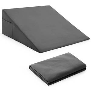 lot 12203 image: Horbaunal Dark Grey Bed Wedge Pillow Cover with Zipper Design, Wedge Pillowcase Protector with Side Pocket for Storage, 25 L x 25 W x 10 H(Pillow Not Include)