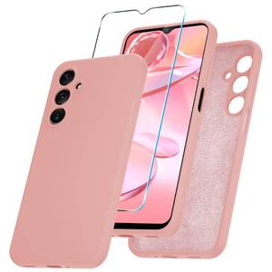 lot 12210 image: YENAPOON for Samsung Galaxy A16 5G Case, Silicone Phone Case with 1 Screen Protector, Soft Anti-Scratch Microfiber Lining, Full Body Shockproof Slim Cover, Pink