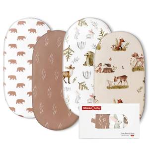 lot 12236 image: Gllquen Baby Bedside Sleeper Sheets 33x20 Inch 4 Pack - Fitted Crib Mattress Covers, Ultra Soft Oeko-TEX Certified Bassinet Sheets for Girls Boys, Gift Ready Box for Baby Shower (Bear)