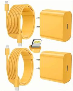 lot 12241 image: FEEL2NICE iPhone Charger Fast Charging 2 Pack Type C Wall Charger Block with 2 Pack 6FT&10FT Long USB C to Lightning Cable for iPhone 14131212 Pro Max11Xs MaxXRX,AirPods Pro,Yellow