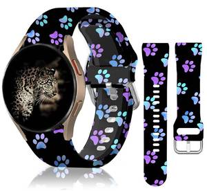 lot 12253 image: 20mm Silicone Sport Bands Compatible for Galaxy Watch 6Watch 5Galaxy Watch 4 40mm 44mmClassic 42mm 46mmWatch 3 41mm, Active 2 Watch Bands,Cute Replacement Strap for Women Men(Purple Galaxy Dog