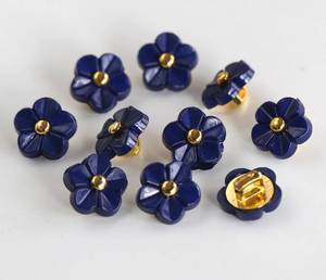 lot 12269 image: GANSSIA 50pcs 11mm (0.42 Inch) Flower Buttons for Sewing Garment Dark Blue Color Blouse Button Craft Scrapbooking