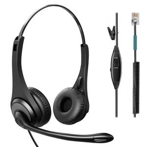 lot 12272 image: Phone Headsets for Office Phones - Corded Telephone Headset wNoise Canceling Mic, Headset for Phones Landline Office Compatible with Polycom Plantronics Nortel Toshiba Mitel ShoreTel Deskphones etc