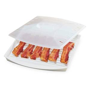 lot 12279 image: PrepSolutions Microwavable Bacon Grill, White �� Nonstick, Easy-Clean Design, 1 Piece