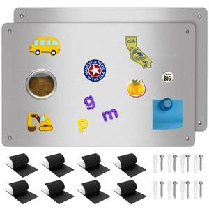 lot 12280 image: 2Pack Magnetic Board,17.1 x 11.8 Magnet Display,for Magnets and Bulletin Board,Suitable for Wall, Refrigerator, Compartment, Cabinet etc,Comes with Dual Lock Tape for Easy Hanging (Silver)