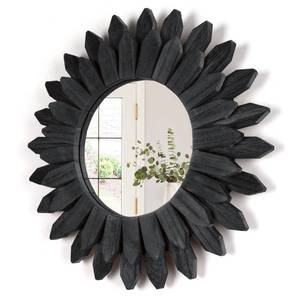 lot 12296 image: Honiway Black Wall Decor Wall Mirror 12 inch Boho Wall Decor Wood Decorative Mirror for Room Decor Home Decor for Bedroom Living Room Bathroom Kitchen Black