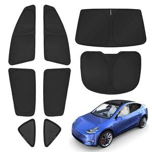 lot 12306 image: T TGBROS Windshield Sun Shade for Tesla Model Y 2020-2024(Not for Juniper) Car Window Shades Thicken UV Block and Blackout Privacy Foldable Sunshades 8PCS Keep Cool Sun Visor Covers