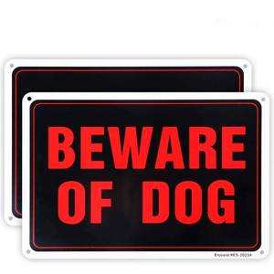 lot 12323 image: 2-Pack Beware of Dog Sign, 10x 7 .04 Aluminum Reflective Sign Rust Free Aluminum-UV Protected and Weatherproof (Missing One)