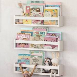 lot 13051 image: NATURE SUPPLIES Set of 3, 16.4 White Floating Nursery Shelves for Wall, Kids Bookshelf for Bedroom, Nursery Storage, Decorative Display for Kids Rooms, Modern Wall-Mounted Organizer for Home