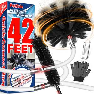 lot 13055 image: PetOde 42-Feet Dryer Vent Cleaner Kit, Lint Remover��Upgraded Flexible Quick-Snap Brush with Drill Attachment,Extends Up to 42 FEET for Easy Cleaning��Cleaning Tools Use withWithout a Power Drill