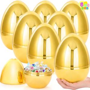 lot 13057 image: JOYIN 6 Pcs 10 Gold Jumbo Easter Eggs, Fillable Metallic Large Plastic Eggs for Easter Themed Hunt Basket Stuffers Fillers Filling Treats Party Favor Classroom Prize Supplies