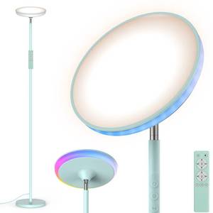 lot 13060 image: WOWLUMEN Bright Floor Lamp for Living Room, 42W LED Room Lights with Remote, 3700LM RGBW Modern Tall Standing Light, Color & Brightness Dimmable, UFO Ring Lamp,123H Timer for Bedroom,Office(Blue)