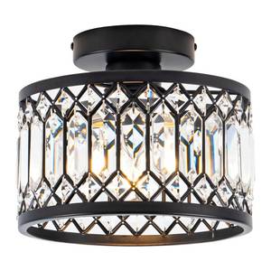 lot 13062 image: Rpzloila Crystal Ceiling Light, Modern Flush Mount Ceiling Light, Black Crystal Chandelier for Kitchen Bedroom Bathroom Entryway Hallway, 1 Light