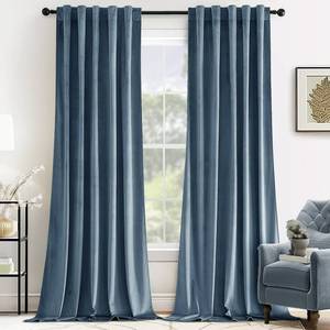 lot 13064 image: MIULEE Velvet Curtains 84 inches - Luxury Blackout Curtains for Bedroom Living Room Super Soft Light Blue Thermal Insulated Dusty Blue Window Drapes Back Tab, Stone Blue, W52 x L84 inches, 2 Panels
