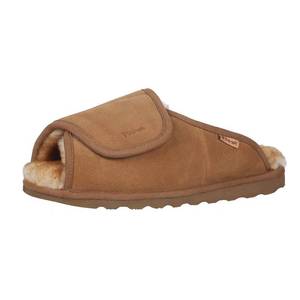 lot 13066 image: PAMIR Mens Adjustable Sheepskin House Slippers with Memory Foam Indoor Outdoor Open Toe Scuff Chestnut Size 10
