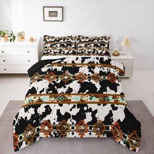 lot 13070 image: Erosebridal Cowhide Quilt Black and White Highland Cow Print Comforter Set,Western Bedding Sets Twin Exotic Aztec Duvet Insert,Farmhouse Wild Animals Longhorn Skin Room Decor Cowboys Gifts for Men