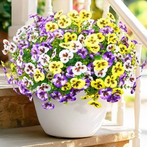 lot 14037 image: MARTINE MALL 8 Bundles Look Real Artificial Flowers for Outdoors, Realistic Fake Outdoor Flowers, UV Resistant Silk Pansy Flowers for Outside Faux Flower Plants for Outdoor Porch Garden, Mixed Colors