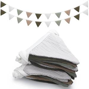 lot 14046 image: Oudain 2 Pcs Pennant Banner Flags Nursery Garland Triangle Bunting Flags Playroom Wall Decor Banner for Nursery Baby Shower Birthday Boho Wedding Party Event, Each 7.75 ft(Deep Color)
