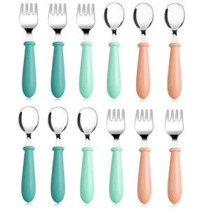 lot 14049 image: 12 Pieces Toddler Utensils Toddler Forks and Spoons, Kids Silverware Stainless Steel Childrens Safe Cutlery Set for Self Feeding, Dishwasher Safe