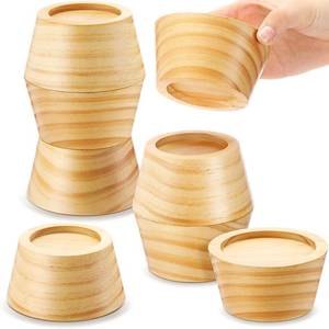 lot 14052 image: Novabright Set of 4 Solid Wood Furniture Risers Bed Risers Heavy Duty Round Furniture Height Extenders Lifts with Non-Slip Recessed Hole for Bed, Sofa, Chair, Table (2 Hight,Wood Color)