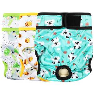 lot 14057 image: Langsprit Washable Female Dog Diapers (3 Pack) - No Leak Reusable Diapers for Doggy Female in Period - Highly Absorbent Dog Heat Panties with Adjustable Snaps (Koala, Small)