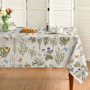 lot 14067 image: Horaldaily Spring Tablecloth 52�70 Inch Rectangular, Watercolor Wildflowers Floral Herbs Washable Table Cover for Party Picnic Dinner Decor