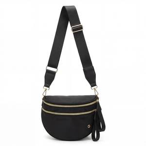 lot 14069 image: Spacious Crossbody Bag Nylon Bum Bag for Women Fanny Packs Handbags with Adjustable Straps Pure Color(Colour Bum Bag-Black)