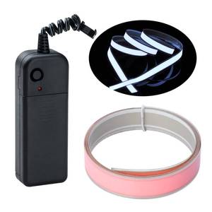 lot 14090 image: lychee�3 Ft 1M 1M Neon Glowing Strobing Electroluminescent Robbin El Tape Belt EL Wire Rope with Battery Pack for Cosplay Decoration Bruning Man Festival (3Ft, White)