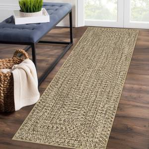 lot 14096 image: ROYHOME Runner Rug Print Braided Hallway Runner Washable Area Rug, Stain Resistant Non-Slip Farmhouse Printed Textured Carpet Floor Cover for Entryway Bedroom Kitchen, Linen, 2 x 6