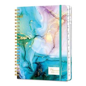 lot 14119 image: Lonely Oak Academic Planner 2026-2027, Daily Weekly and Monthly Agenda Planner 6.18 x 8.5 with Tabs, 15 Months Spiral School Year A5 Calendar from Apr.2026 to Jun.2027 for Student and Teacher (Cyan Marble)