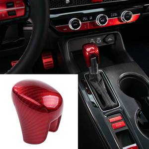 lot 14141 image: Thenice Gear Shift Knob Cover Automatic Transmission CVT Boots Change Lever Stick Decoration Compatible with Honda Civic 2022-2026, CRVHR-V 2023-2026, Accord 2018-2026 -Red Carbon Fiber